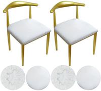 HuaLiSiJi Funda Elastica Silla Redonda Terciopelo Funda Asiento Redondo Funda Silla Redonda Cocina Tela Lujosa Diámetro 36-50cm, Stretchable, Wrinkle Resistant, Washable, Dustproof (4, Blanco)
