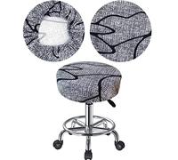 HuaLiSiJi Funda Taburete Redondo 30-40cm Color Rico y Estirable Sin Pliegues Lavable con Agua Antipolvo Suave y Duradero, También Adecuado para Taburetes Cuadrados (Negro/Gris,1)