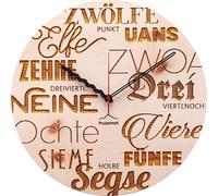 Huamet CH40-A2413: Reloj de pared de madera, modelo Textuhr, madera de abeto, diámetro 30 cm