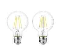 HUAMu Bombillas Globo de Filamento LED E27 (Casquillo Gordo) - 4W equivalente a 40W, 400 lúmenes, Color blanco frío 6500K. Bombilla retro vintage, No regulable - Pack de 2 Unidades.