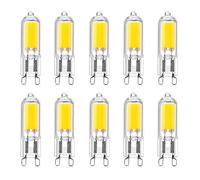 HUAMu LED G9 2W Bombilla LED COB 250LM, AC220-240V, Blanco frío 6000K, Bombilla de bajo consumo CRI80, Vidrio completo, Bombilla halógena equivalente a 25W, Ángulo de haz de 360 °, 10 paquetes ...