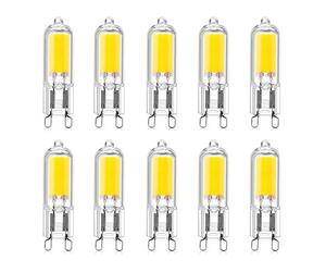 HUAMu LED G9 2W Bombilla LED COB 250LM, AC220-240V, Blanco frío 6000K, Bombilla de bajo consumo CRI80, Vidrio completo, Bombilla halógena equivalente a 25W, Ángulo de haz de 360 °, 10 paquetes ...