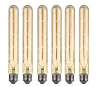 HUAMu Pack de 6 4W LED Vintage Bombilla T30 Tubo largo Edison Style Bombilla de filamento Ahumado Gold Glass 40w Edison Screw400lm Warm White 2700k No regulable