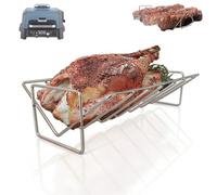 huanniu Soporte en V para Costillas y Pollo asado - Acero Inoxidable 304, Compatible con Ninja Woodfire XL OG850/OG901 y con la mayoría de barbacoas de carbón y Gas, Capacidad hasta 7 Costillas