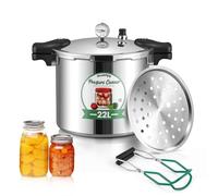 Huanyu Olla a Presión 22L con Manómetro y Peso de Presión 15PSI Esterilizador de latas con base de aleación compatible con cocinas de inducción y gas Conservas a presión