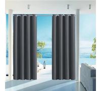 HUAXIQUE Cortina de exterior impermeable y opaca, 274 x 132 cm, color gris oscuro, con ojales, protección visual, para balcón, terraza, pérgola, cenador, porche