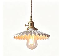 HUAYUSEDF Lámpara colgante de cerámica vintage francesa, lámpara pequeña latón mediados siglo for dormitorio, comedor, pub, iluminación isla cocina con cable ajustable(G1,No light source)