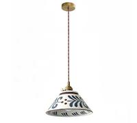 HUAYUSEDF Lámpara colgante de cerámica vintage francesa - pequeña mediados siglo, cable ajustable 3.9 pies, lámpara for dormitorio, comedor(C,Warm light)