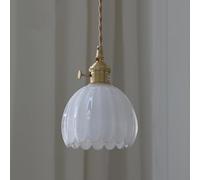 HUAYUSEDF Lámpara colgante de cristal tulipanes, lámpara techo latón nórdico con cordón ajustable for comedor isla cocina, decoración pantalla ámbar, color gris ahumado(Milk White Color)