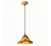 HUAYUSEDF Lámpara colgante vintage - de resina hoja loto Zen for comedor, restaurante, cafetería, casa té, altura ajustable 4.9 pies, luz cálida, S(White Light,S)