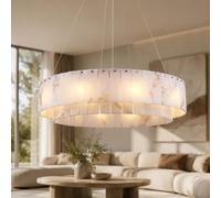 HUAYUSEDF Lámpara de araña, lámpara alabastro 2 niveles 31 pulgadas, colgante redonda mármol natural español 80 cm, regulable y ajustable en altura, vestíbulo(Brass-D-80CM)