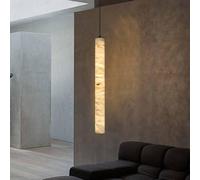 HUAYUSEDF Luces colgantes de alabastro natural for isla cocina Lámpara colgante mármol tubo largo techo piedra moderna Luz cálida for dormitorio Sala estar Café Bar Contador(Gold,40CM)