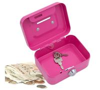 Hucha con cerradura de metal portátil resistente y segura para dinero | Key Lock - Colección de monedas portátil para ventas diarias, oficina en casa, con cerradura, caja de ahorros de metal segura