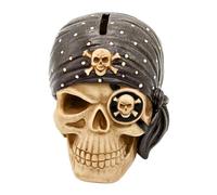 Hucha de cerámica, diseño de Calavera Pirata con Cierre de Goma, tamaño: 12 x 11 cm Aprox