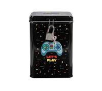 I-TOTAL® Hucha Divertida con candado y Llave, Hucha de Metal con Cierre (Let's Play)