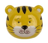 Hucha Decorativa de Cerámica con Diseños de Animales,10x8x7 cm, Colección de Personajes León, Tigre, Oso, Gato, Perro, Koala, con Tapón (Tigre)