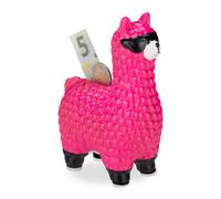 Hucha en forma de alpaca rosa alcancía cerámica 230 g 15,5 cm hucha llama rosa
