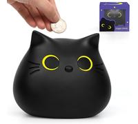 Hucha gato negro hucha gato caja de dinero moneda moneda juguete juguete plástico moneda banco regalo de cumpleaños para niños niñas