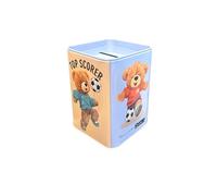 Hucha Infantil Decorativa de Lata, Diseños Múltiples con Temas de Fútbol, Baloncesto, Skate, Animales, Multicolor, 10x8x8cm, Doble Función como Portalápices (Fútbol)