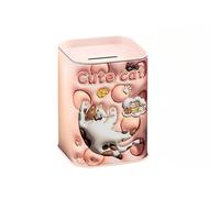 Hucha Lata Infantil Original Animalitos y Dibujos con Tapa. Hucha Lata Barata Que se Puede Utilizar también como Bote para lápices. (Gato - Cute Cat)