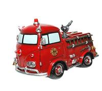 Hucha retro de bomberos, color rojo