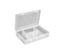 hünersdorff Caja organizadora PP-Eco Mini con 5 compartimentos, estable para tornillos y otras piezas pequeñas, transparente