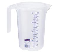 Hünersdorff Jarra graduada 1.000 ml, PP, 2 escalas Asa abierta, transparente y apilable