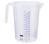 Hünersdorff Jarra graduada 3.000 ml, PP, 2 escalas Asa abierta, transparente y apilable