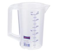 Hünersdorff Jarra graduada 500 ml, PP, 2 escalas Asa abierta, transparente y apilable