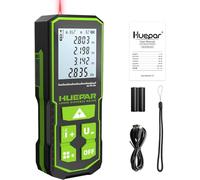 Huepar 60M Medidor Láser, App Bluetooth, Múltiple Referencia&Medición, IP54 | M/In/Ft, Doble Ángulo, 3 Referencia, Medición Múltiple, 3 Potencia Métodos, Función Silencio, 30 Memoria, Bolsa, Roscada