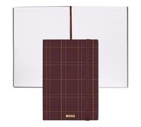 BOSS Cuaderno A5 con estampado de cuadros burdeos y logo en tono dorado - StyleNotebook A5 Checkered Burgundy Lined, 58818646 Rojo oscuro pcs.