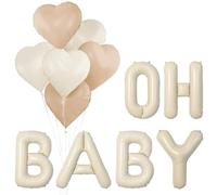 Huhaokejis Globo Oh Baby, 16 pulgadas, globos con letras OH BABY de color blanco crema, Aluminum Film Galloon para baby shower gender reveal fiesta decoración (Multicolor A)