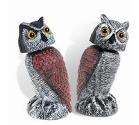 HuhWafee Ahuyentador de pájaros, búho, espantapájaros, gira la cabeza con el viento, ahuyentador de palomas, pájaros, plástico, búho, decoración para jardines, patios, balcones, terrazas, explota