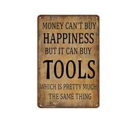 HUJWLBWF Funny Garage Metal Sign Money Can Buy Tools Vintage Retro Tin Sign for Man Cave Workshop Wall-Art Fathers Day Gift for Men 8 X 12 in