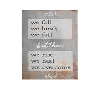 HUJWLBWF Overcome Failure Sign We Fall We Rise Motivational Metal Sign for Office Gym Home Decor Inspirational Quote Gift Idea Tin Plaque Art 8 X 12 in