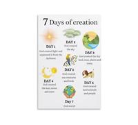 HUJWLBWF Vintage 7 Days of Creation Metal Tin Sign Religious Educational Chart for Faith Based Study Room Room Decor 8 X 12 inch