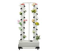 HuKaiL 2 juegos de cultivo hidropónico vertical, 56 ubicaciones hidropónicas, kit de cultivo vertical con 4 ruedas y depósito de agua de 30 l, germinación vertical con temporizador para balcones y