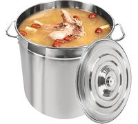 HuKaiL 50L olla de cocina, olla grande de 40 cm de acero inoxidable con tapa y asas retráctiles, ollas grandes de gran capacidad para cocinar verduras para cocinar a fuego lento, asar y mantener