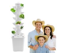 HuKaiL Kit de Cultivo Hidropónico Vertical con 6 Niveles, 30 Agujeros para Plantar con Depósito de Agua de 40L, Sistema de Germinación para Balcones, Verduras
