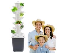 HuKaiL - Kit de cultivo hidropónico vertical de 6 niveles con 30 agujeros para depósito de plantas, 40 l, para germinación, balcones, verduras de hoja, 26x26x86 cm