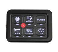 HuKaiL Panel de interruptor de 9 - 30 V, 6 velocidades, kit de panel de conmutación con función de atenuación automática azul táctil, kit de panel de control de 720 W para coche, camión, barco, UTV