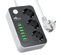 Hulker 3M Cable de Extensión con USB, Tira de Corriente con 3 Salidas y 6 Puertos USB(5V/3.4A) Multi Enchufe de Extensión para el Hogar, Oficina, Escuela