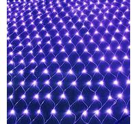 HULX Luces de Cadena Solar, 1.1mx1.1m 100LED Luces de Cadena de Red Solar Luces de Cadena Solares al Aire Libre Patio Trasero Luz de Red a Prueba de Agua (Morado)