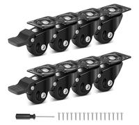 Humagineer 25mm Ruedas Pequeñas para Mover Muebles con Frenos, Ruedas Giratorias Silenciosas para Carro, Capacidad de Carga 11.25kg una Rueda, Ruedas Pequeñas de Goma para Mesa, Armario, Cuna,Set de 8