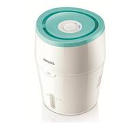 Humidificador de aire Philips Serie 2000, modelo HU4801/01, con tecnología NanoCloud, color blanco y verde claro, alcance de 1,8 metros, voltaje de 220-240 V, dimensiones de 249 mm x 249 mm x 339 mm