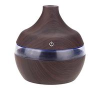 Humidificador de grano de madera de 300 ml, mini humidificador USB portátil de 4,53 x 4,13 pulgadas, generador de niebla con luz nocturna LED colorida con cable de datos USB para