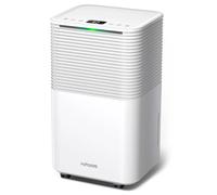 HUMILABS OL12-BD031A Deshumidificador Portátil 12L/D, 36dB Bajo Ruido, 2L Tanque de Agua, 3 Modos + Temporizador 24h, Bloqueo de Seguridad, Ruedas 360°, Desagüe Automático/Manual, Blanco
