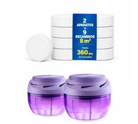 HUMYDRY | Pack 2 Duplos 75g + 9 Recambios | Deshumidificador Ambientador 2 en 1 | Espacios Pequeños | Hasta 8 m² - Aroma Lavanda