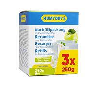 HUMYDRY - Recambios Antihumedad 3x250g - Pack x 3 Bolsas para Deshumidificador - Compatible con Aparatos HUMYDRY Compact 250g - Espacios de hasta 8m2 - Aroma Manzana
