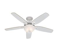 Hunter 132 cm | 52” Ventilador de Techo Builder Deluxe Blanco Nieve con Kit de Luz y Cadena, 50570